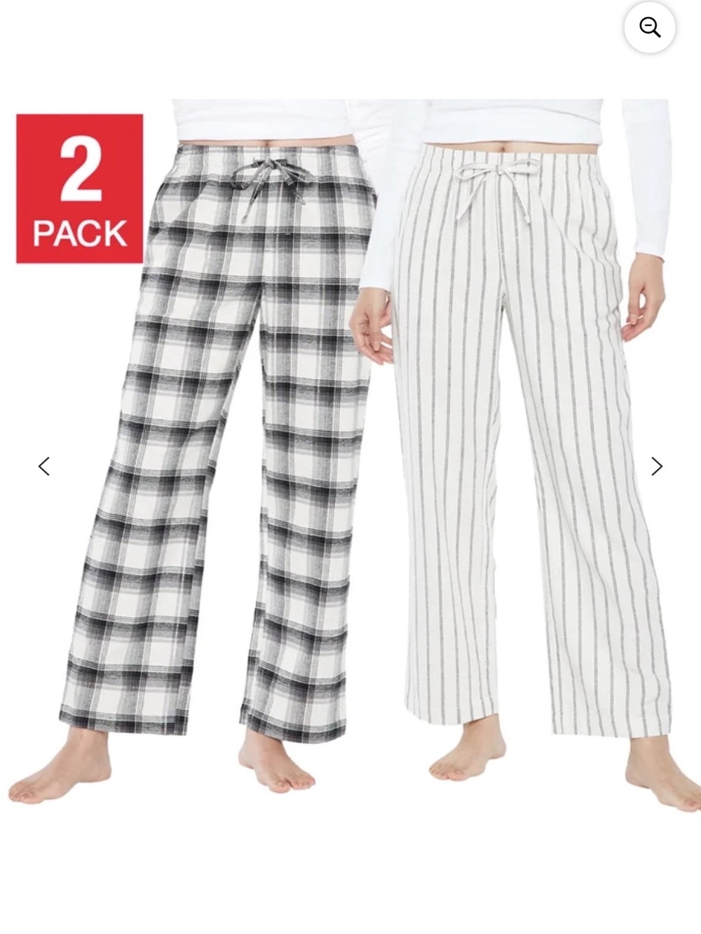 GAP Women's Black & White Two-Pack Sleep Pants - Plaid and Stripe Lounge Set